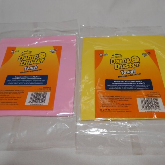 LOT 2 NEW SCRUB DADDY DAMP DUSTER TOWEL PINK & YELLOW SCRATCH FREE TOWELS 🔥 - Picture 1 of 9